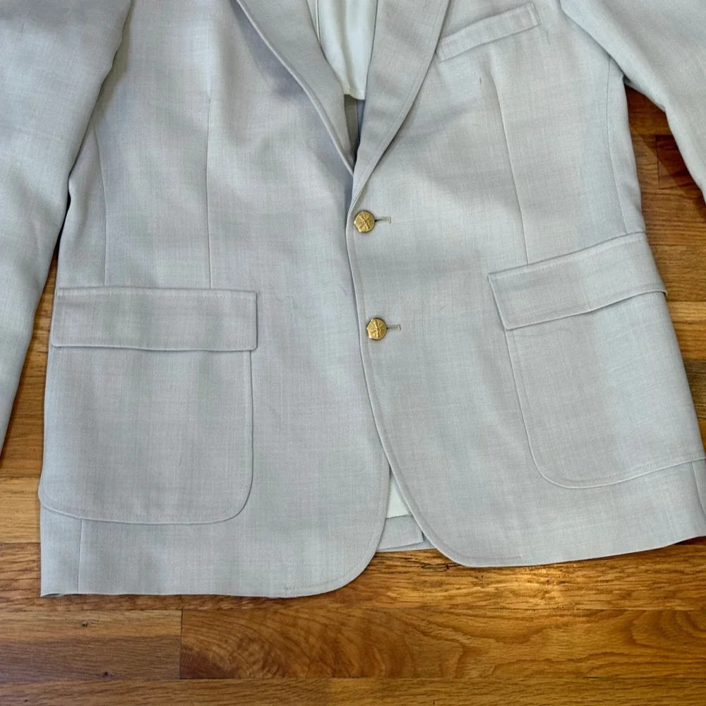 Dobbshire Customized Mens Vintage Beige Textured‎ Blazer Sport Coat 44R